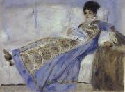 Madame Monet Reclining on a Sofa Reading Le Figaro